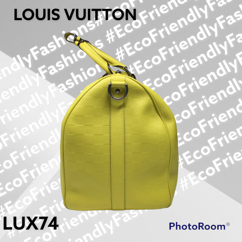 Louis Vuitton Keepall Bandouliere Bag Damier Infini Leather 45 in Vert Acide - Picture 5 of 14